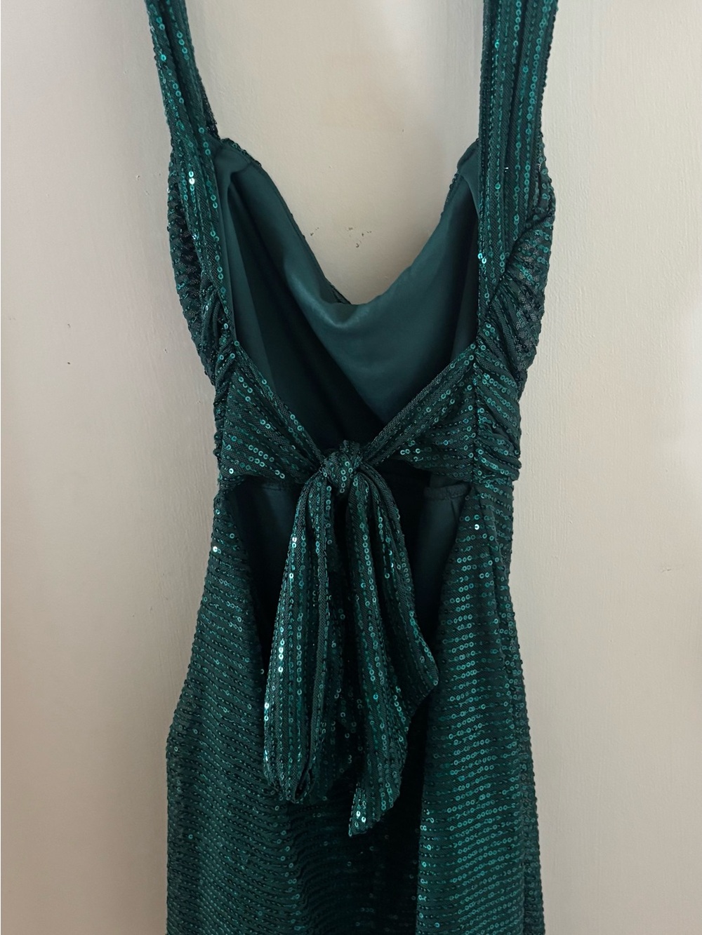 Lucy in the Sky Emerald Green Sequin Cowl Mini Dress - Picture 2 of 6